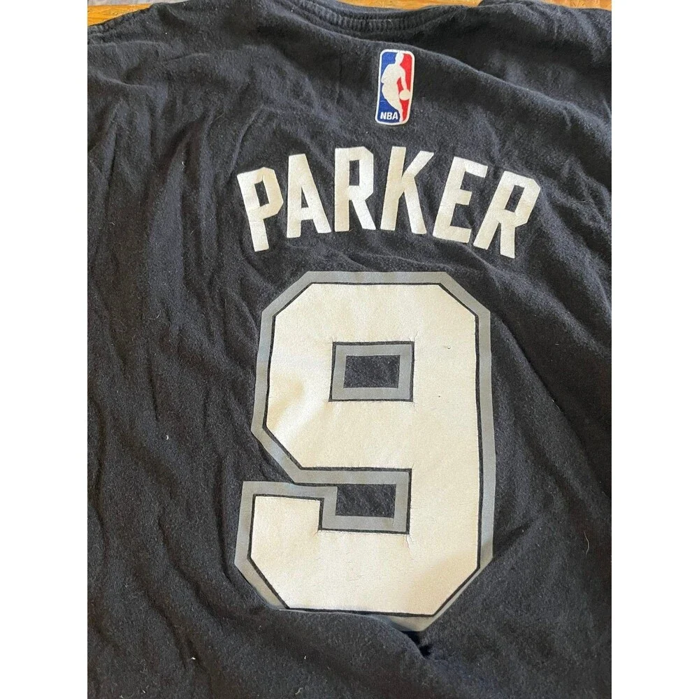 Tony Parker Jersey T-Shirt Adidas San Antonio Spurs Men's Black Size S Cotton